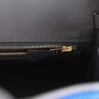 Hermes Birkin 25 Cote-a-Cote Tuffetage Bleu Saphir and Caban Swift Permabrass Hardware Hermes Birkin 25 Cote-a-Cote Tuffetage Bleu Saphir and Caban Swift Permabrass Hardware
