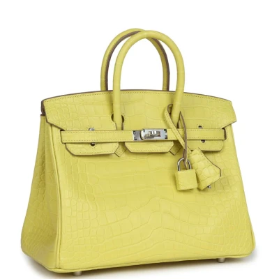 Hermes Birkin 25 Lime Matte Alligator Palladium Hardware Hermes Birkin 25 Lime Matte Alligator Palladium Hardware