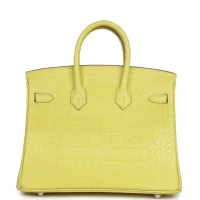 Hermes Birkin 25 Lime Matte Alligator Palladium Hardware Hermes Birkin 25 Lime Matte Alligator Palladium Hardware