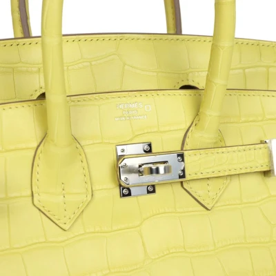 Hermes Birkin 25 Lime Matte Alligator Palladium Hardware Hermes Birkin 25 Lime Matte Alligator Palladium Hardware