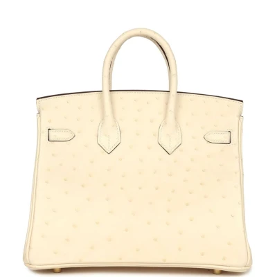 Hermes Birkin 25 Nata Ostrich Gold Hardware