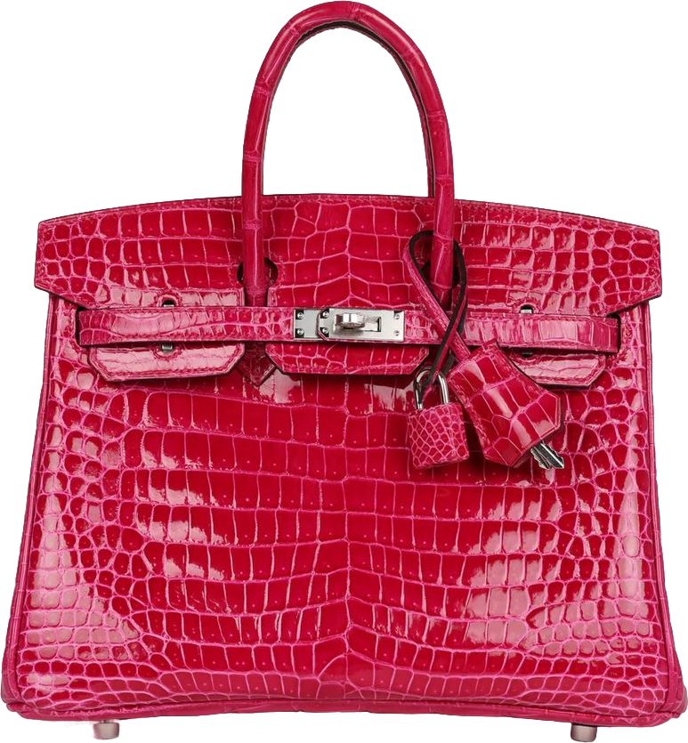 Hermes Birkin 25 Rose Mexico Shiny Porosus Crocodile Palladium Hardware