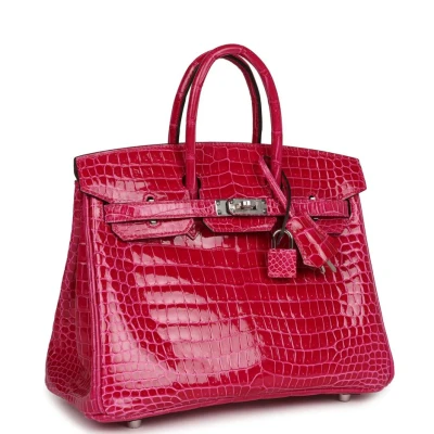 Hermes Birkin 25 Rose Mexico Shiny Porosus Crocodile Palladium Hardware Hermes Birkin 25 Rose Mexico Shiny Porosus Crocodile Palladium Hardware