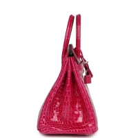 Hermes Birkin 25 Rose Mexico Shiny Porosus Crocodile Palladium Hardware Hermes Birkin 25 Rose Mexico Shiny Porosus Crocodile Palladium Hardware