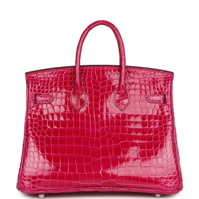 Hermes Birkin 25 Rose Mexico Shiny Porosus Crocodile Palladium Hardware Hermes Birkin 25 Rose Mexico Shiny Porosus Crocodile Palladium Hardware