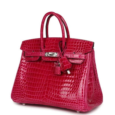 Hermes Birkin 25 Rose Mexico Shiny Porosus Crocodile Palladium Hardware Hermes Birkin 25 Rose Mexico Shiny Porosus Crocodile Palladium Hardware