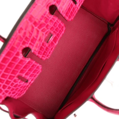 Hermes Birkin 25 Rose Mexico Shiny Porosus Crocodile Palladium Hardware Hermes Birkin 25 Rose Mexico Shiny Porosus Crocodile Palladium Hardware