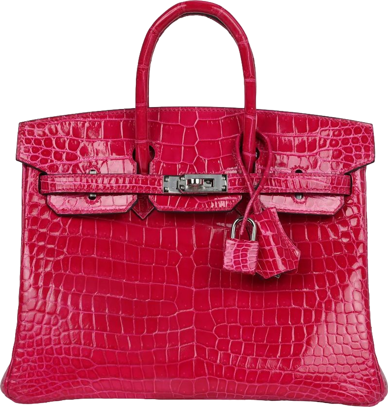 Hermes Birkin 25 Rose Mexico Shiny Porosus Crocodile Palladium Hardware