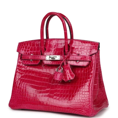 Hermes Birkin 25 Rose Mexico Shiny Porosus Crocodile Palladium Hardware Hermes Birkin 25 Rose Mexico Shiny Porosus Crocodile Palladium Hardware
