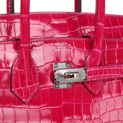Hermes Birkin 25 Rose Mexico Shiny Porosus Crocodile Palladium Hardware Hermes Birkin 25 Rose Mexico Shiny Porosus Crocodile Palladium Hardware