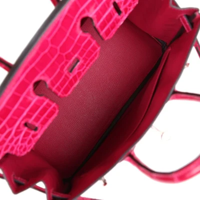 Hermes Birkin 25 Rose Mexico Shiny Porosus Crocodile Palladium Hardware Hermes Birkin 25 Rose Mexico Shiny Porosus Crocodile Palladium Hardware