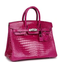 Hermes Birkin 25 Rose Sheherazade Shiny Porosus Crocodile Palladium Hardware Hermes Birkin 25 Rose Sheherazade Shiny Porosus Crocodile Palladium Hardware