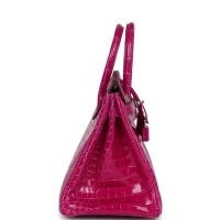 Hermes Birkin 25 Rose Sheherazade Shiny Porosus Crocodile Palladium Hardware Hermes Birkin 25 Rose Sheherazade Shiny Porosus Crocodile Palladium Hardware