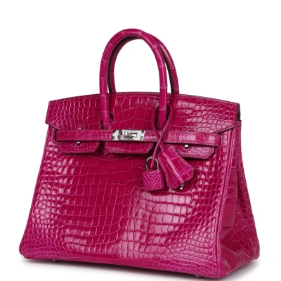 Hermes Birkin 25 Rose Sheherazade Shiny Porosus Crocodile Palladium Hardware Hermes Birkin 25 Rose Sheherazade Shiny Porosus Crocodile Palladium Hardware