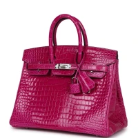 Hermes Birkin 25 Rose Sheherazade Shiny Porosus Crocodile Palladium Hardware Hermes Birkin 25 Rose Sheherazade Shiny Porosus Crocodile Palladium Hardware
