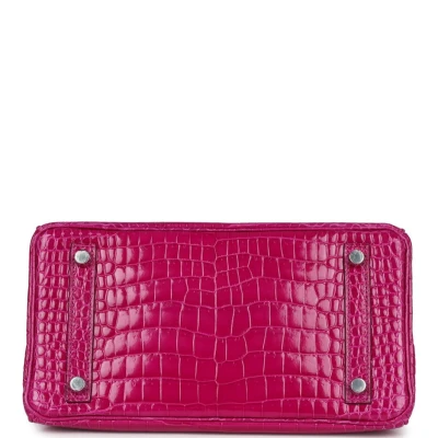 Hermes Birkin 25 Rose Sheherazade Shiny Porosus Crocodile Palladium Hardware Hermes Birkin 25 Rose Sheherazade Shiny Porosus Crocodile Palladium Hardware