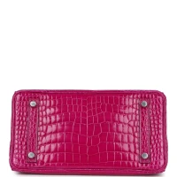Hermes Birkin 25 Rose Sheherazade Shiny Porosus Crocodile Palladium Hardware Hermes Birkin 25 Rose Sheherazade Shiny Porosus Crocodile Palladium Hardware