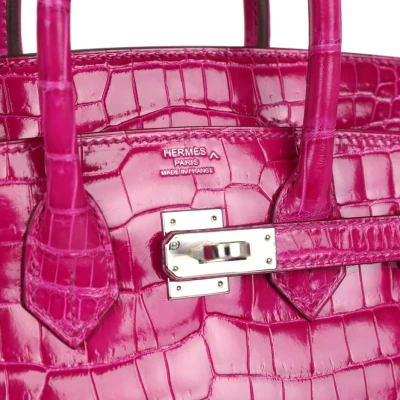 Hermes Birkin 25 Rose Sheherazade Shiny Porosus Crocodile Palladium Hardware Hermes Birkin 25 Rose Sheherazade Shiny Porosus Crocodile Palladium Hardware