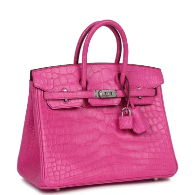 Hermes Birkin 25 Rose Shocking Matte Alligator Palladium Hardware Hermes Birkin 25 Rose Shocking Matte Alligator Palladium Hardware