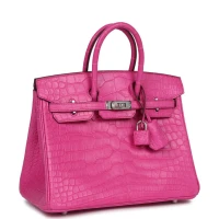 Hermes Birkin 25 Rose Shocking Matte Alligator Palladium Hardware Hermes Birkin 25 Rose Shocking Matte Alligator Palladium Hardware