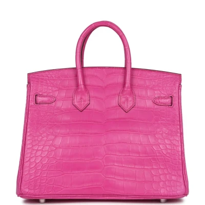 Hermes Birkin 25 Rose Shocking Matte Alligator Palladium Hardware Hermes Birkin 25 Rose Shocking Matte Alligator Palladium Hardware