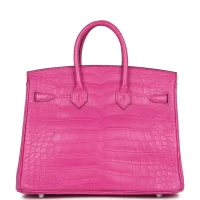 Hermes Birkin 25 Rose Shocking Matte Alligator Palladium Hardware Hermes Birkin 25 Rose Shocking Matte Alligator Palladium Hardware