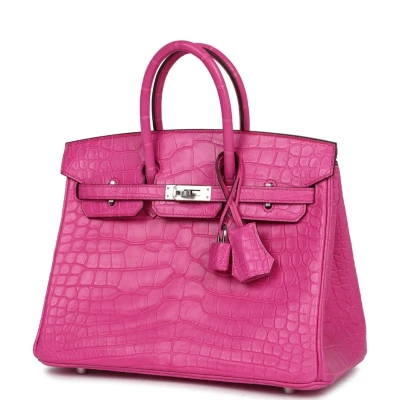 Hermes Birkin 25 Rose Shocking Matte Alligator Palladium Hardware Hermes Birkin 25 Rose Shocking Matte Alligator Palladium Hardware