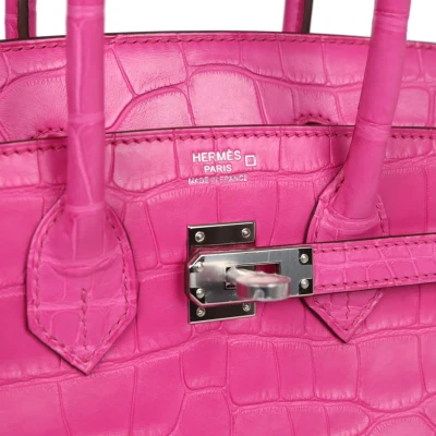 Hermes Birkin 25 Rose Shocking Matte Alligator Palladium Hardware Hermes Birkin 25 Rose Shocking Matte Alligator Palladium Hardware