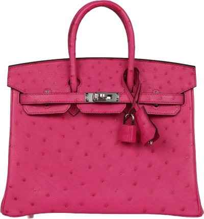Hermes Birkin 25 Rose Tyrien Ostrich Palladium Hardware Hermes Birkin 25 Rose Tyrien Ostrich Palladium Hardware