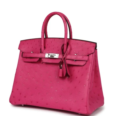 Hermes Birkin 25 Rose Tyrien Ostrich Palladium Hardware Hermes Birkin 25 Rose Tyrien Ostrich Palladium Hardware