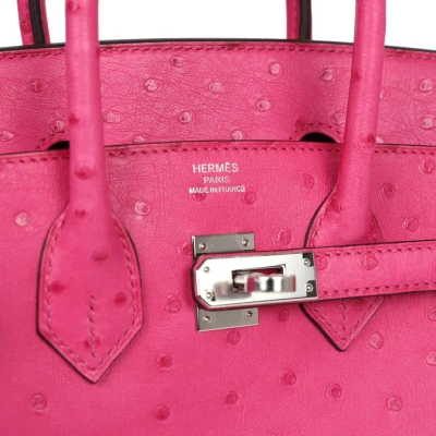 Hermes Birkin 25 Rose Tyrien Ostrich Palladium Hardware Hermes Birkin 25 Rose Tyrien Ostrich Palladium Hardware