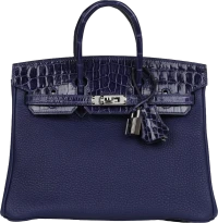 Hermes Birkin 25 Touch Bleu Encre Togo and Shiny Niloticus Crocodile Palladium Hardware Hermes Birkin 25 Touch Bleu Encre Togo and Shiny Niloticus Crocodile Palladium Hardware