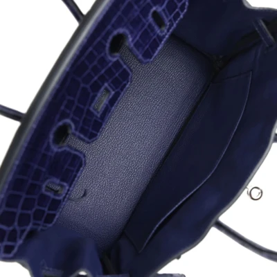 Hermes Birkin 25 Touch Bleu Encre Togo and Shiny Niloticus Crocodile Palladium Hardware Hermes Birkin 25 Touch Bleu Encre Togo and Shiny Niloticus Crocodile Palladium Hardware