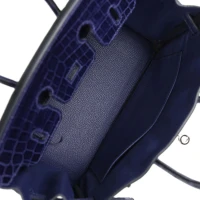 Hermes Birkin 25 Touch Bleu Encre Togo and Shiny Niloticus Crocodile Palladium Hardware Hermes Birkin 25 Touch Bleu Encre Togo and Shiny Niloticus Crocodile Palladium Hardware
