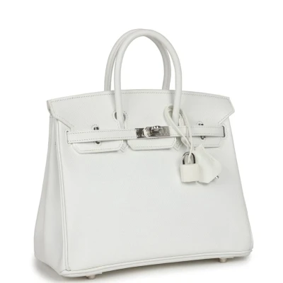 Hermes Birkin 25 White Epsom Palladium Hardware