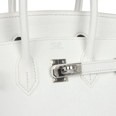 Hermes Birkin 25 White Epsom Palladium Hardware