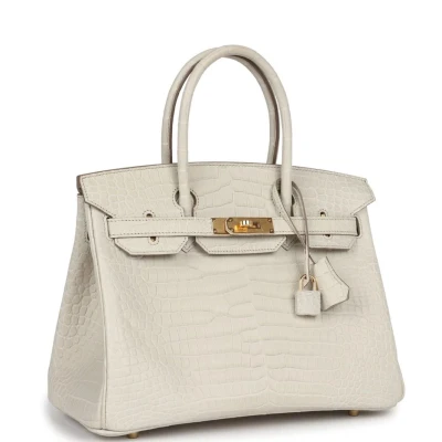 Hermes Birkin 30 Beton Matte Porosus Crocodile Gold Hardware Hermes Birkin 30 Beton Matte Porosus Crocodile Gold Hardware