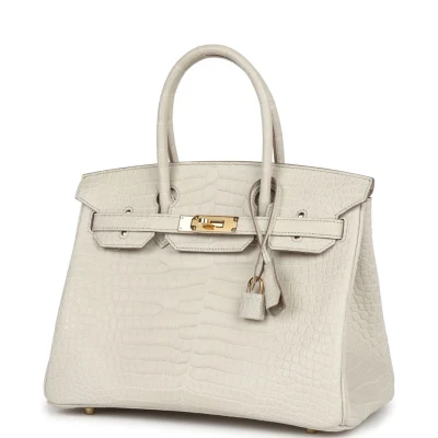 Hermes Birkin 30 Beton Matte Porosus Crocodile Gold Hardware Hermes Birkin 30 Beton Matte Porosus Crocodile Gold Hardware
