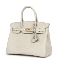 Hermes Birkin 30 Beton Matte Porosus Crocodile Gold Hardware Hermes Birkin 30 Beton Matte Porosus Crocodile Gold Hardware