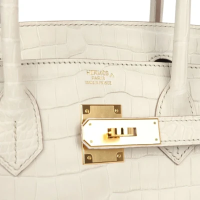 Hermes Birkin 30 Beton Matte Porosus Crocodile Gold Hardware Hermes Birkin 30 Beton Matte Porosus Crocodile Gold Hardware