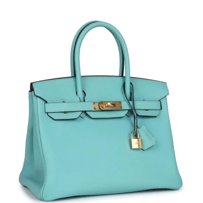 Hermes Birkin 30 Bleu Atoll Togo Gold Hardware Hermes Birkin 30 Bleu Atoll Togo Gold Hardware