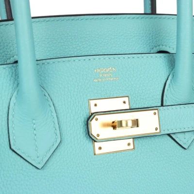 Hermes Birkin 30 Bleu Atoll Togo Gold Hardware Hermes Birkin 30 Bleu Atoll Togo Gold Hardware