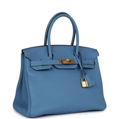 Hermes Birkin 30 Bleu Azur Togo Gold Hardware Hermes Birkin 30 Bleu Azur Togo Gold Hardware