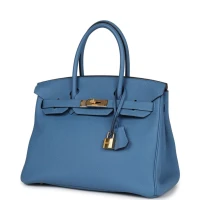 Hermes Birkin 30 Bleu Azur Togo Gold Hardware Hermes Birkin 30 Bleu Azur Togo Gold Hardware