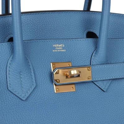 Hermes Birkin 30 Bleu Azur Togo Gold Hardware Hermes Birkin 30 Bleu Azur Togo Gold Hardware