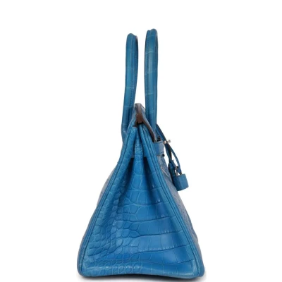 Hermes Birkin 30 Bleu Mykonos Matte Alligator Palladium Hardware Hermes Birkin 30 Bleu Mykonos Matte Alligator Palladium Hardware