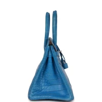 Hermes Birkin 30 Bleu Mykonos Matte Alligator Palladium Hardware Hermes Birkin 30 Bleu Mykonos Matte Alligator Palladium Hardware