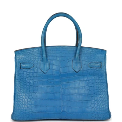 Hermes Birkin 30 Bleu Mykonos Matte Alligator Palladium Hardware Hermes Birkin 30 Bleu Mykonos Matte Alligator Palladium Hardware