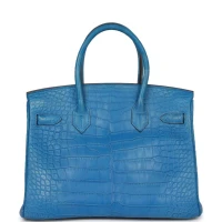 Hermes Birkin 30 Bleu Mykonos Matte Alligator Palladium Hardware Hermes Birkin 30 Bleu Mykonos Matte Alligator Palladium Hardware