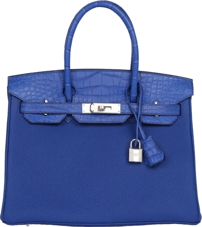 Hermes Birkin 30 Bleu Royal Matte Alligator and Togo Touch Palladium Hardware Hermes Birkin 30 Bleu Royal Matte Alligator and Togo Touch Palladium Hardware